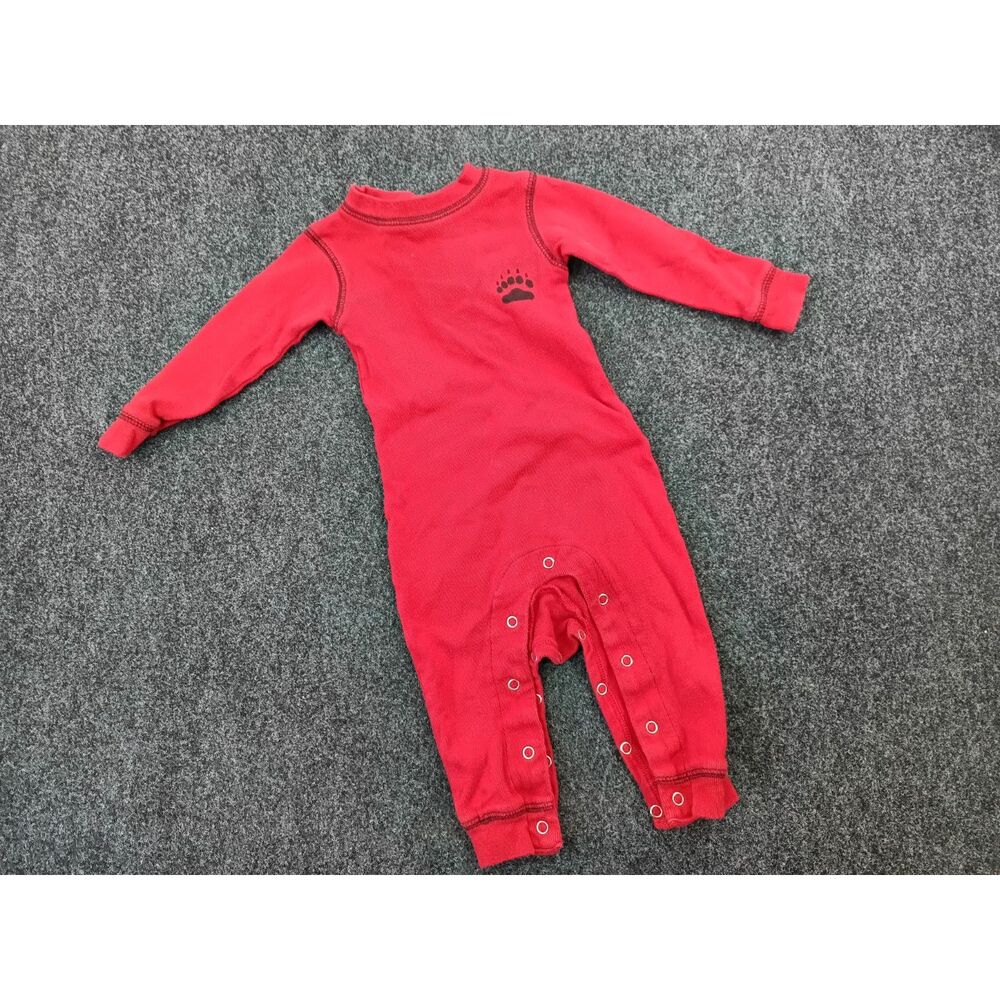 Lazy One Baby Red Bear Flap Seat Union Suit Pajama Onesie Flapjack 12 Months